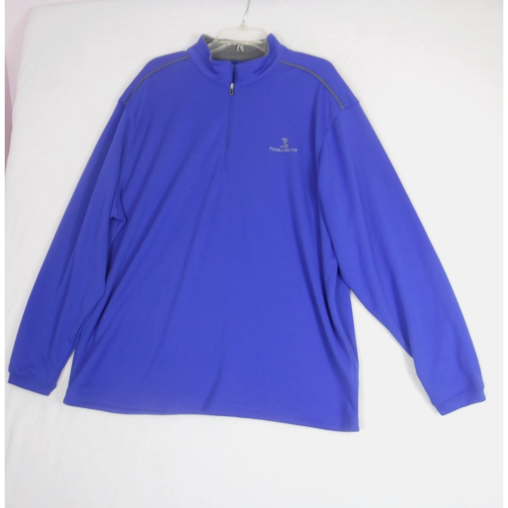 Pebble Beach Men's Quarter Zip Royal Blue Shirt Long Sleeve Polyester Size XL